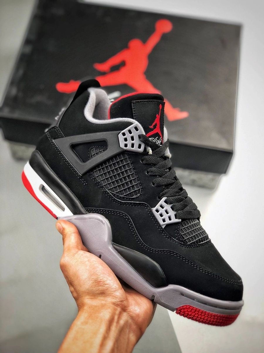 Jordan retro 4 online negro con rojo